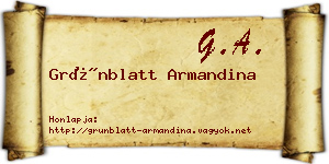 Grünblatt Armandina névjegykártya